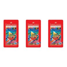 FABER-CASTELL 輝柏 水性色鉛筆 3入, 12 種顏色