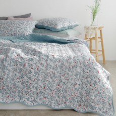 PRIELLE Peony潔淨柔軟印花薄被, 藍色