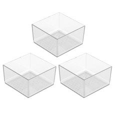 Block Mart 廚房抽屜收納托盤整理盒 TYPE A, 透明, 3個