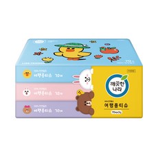 깨끗한나라 라인프렌즈 여행용티슈, 70매, 3개