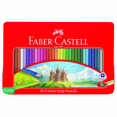 FABER-CASTELL 輝柏 油性Color Grip色鉛筆 鐵盒, 36色, 1個