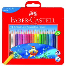 FABER-CASTELL 輝柏 水彩色鉛筆 鐵盒, 24色, 1套