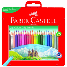 FABER-CASTELL 輝柏 油性GRIP彩色鉛筆 鐵盒裝, 24色, 1個