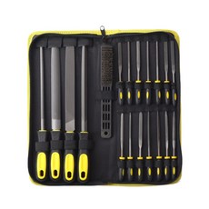 樹型磨具工具銼刀 鋼絲 19種組 黃色, 大銼刀 4支+精密銼刀 14支+鋼刷, 1組