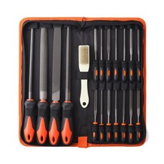 樹形磨削工具銼刀 鋼絲 19種組 橘色, 大銼刀 4支+精密銼刀 14支+鋼刷, 1組