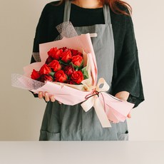 ASPASIA 香皂花 Angela 愛心玫瑰 21朵花束, 紅色, 1個