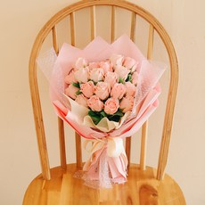 ASPASIA 香皂花 Angela 愛心玫瑰 21朵花束, 粉紅色, 1個