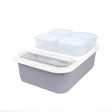 穀物收納箱 S號 3kg+穀物收納盒 4入, 灰色