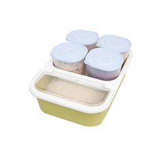穀物收納箱 S號 3kg+穀物收納盒 4入, 綠色