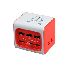 투어테크 해외여행용 어댑터 3 USB 오렌지, 1개