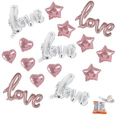 PARTYSHOW LOVE字母訊息鋁箔氣球 粉紅色套組, 混合顏色, 1套