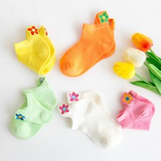 DRESSHOUSE 孩童小花刺繡短襪組 5雙