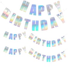 PARTYSHOW 鐳射生日掛旗 3件組, 混合顏色