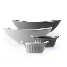 PRELUDE 奶油盤子套組, 淺灰色 + 深灰色, 1套