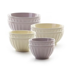 프렐류드 크리미 공기 2종 x 2p + 대접 2종 x 2p 세트, 핑크, 아이보리, 공기 4p + 대접 4p, 8개