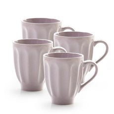 PRELUDE 素色花紋造型馬克杯 290ml, 粉色的, 4個