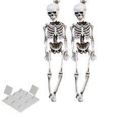 PARTYSHOW 擬真立體全身迷你骷髏 40cm x 2入 + 固定架10入組, 混合色, 1套