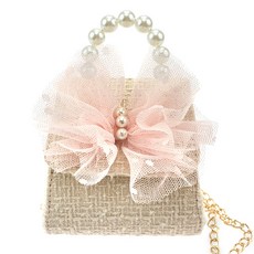 Woojooi Eye 珍珠絲帶斜紋軟呢迷你手提包