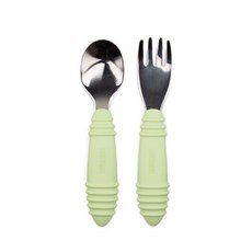 BUMKiNS 孩童叉子+湯匙, 淺綠色, 1組