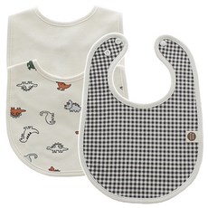 印花圍兜3件組, 混色, 1組