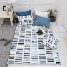 法蘭絨絎縫床墊套 旋律風, 藍色