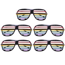 黑色混搭百葉窗造型眼鏡, 混合顏色, 5個