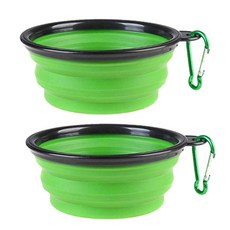 Peach Pet 狗狗貓咪便攜式折疊飯碗 大, 綠色, 2個
