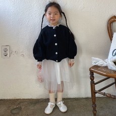 느엘 여아용 보석 긴팔 가디건