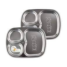 MOLANG 不鏽鋼零食盤 3格, 混色, 餐盤 2入