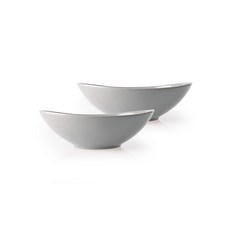 PRELUDE 義大利麵橢圓陶瓷寬碗, 灰色, 2個
