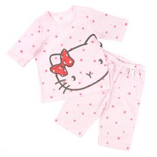 Maykids 女童7分袖印花家居服套裝