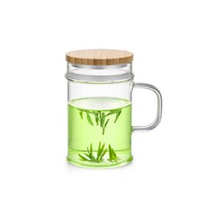 sama DOYO 尚明 耐熱玻璃不銹鋼月亮過濾杯 400ml LC005 + 木蓋, 混色, 1個