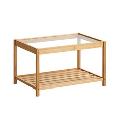 athome 寬版強化玻璃迷你邊桌 600, 原木