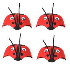 PARTYSHOW 派對不織布動物帽 瓢蟲, 混合顏色, 4個