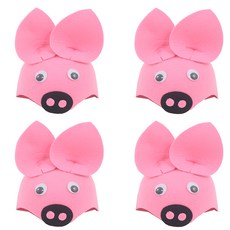 PARTYSHOW 派對不織布動物帽 小豬, 混合顏色, 4個