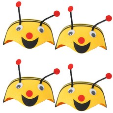 PARTYSHOW 派對不織布動物帽 蜜蜂, 混合顏色, 4個