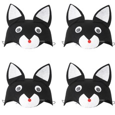PARTYSHOW 派對不織布動物帽 黑貓, 混合顏色, 4個