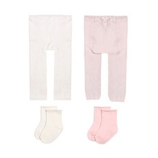 하이베이비키즈 무발 타이즈 2종 + 돌돌이 양말 2종 세트