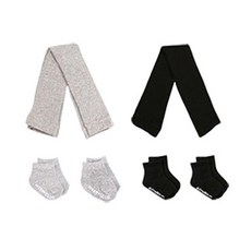 HI BABY CLUB 孩童素色羅紋褲襪 2入+短襪 2雙