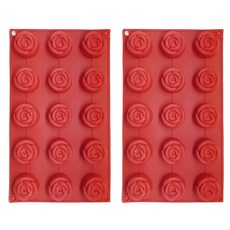 矽膠模具 玫瑰 15格, 單一顏色, 2個