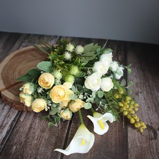 MORIANN 人造花 DIY 更香人造花束 8件組, 快樂黃