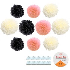 LivingDA 混裝花球 3色 10入, 象牙色、黑色、桃色（花球）