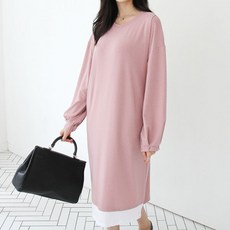 BONBONSTORY 孕婦假兩件長袖連身裙