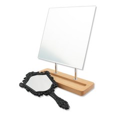 CHILSUNG 木托盤桌鏡+手提手鏡, 混色, 1套