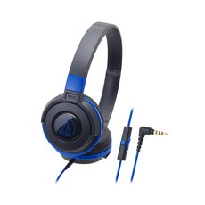 audio-technica 鐵三角 用於超輕智能手機的貼耳式耳機, 黑色+藍色, ATH-S100iS