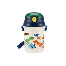 Skater 一鍵式背帶吸管水壺, 白色恐龍款, 340ml, 1入