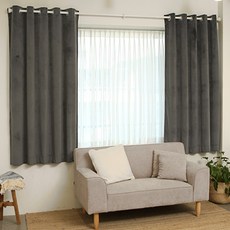 FREESPACE 絨布遮光窗簾 2入, Dark Ash Gray