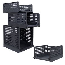 OLIVING 滑動折疊收納盒 XL號+L號 2入+M號, 灰色, 1組