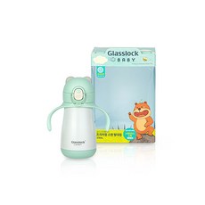 Glasslock 幼兒用優質不鏽鋼吸管杯, 薄荷綠, 330ml, 1個