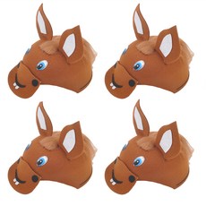 PARTYSHOW 派對不織布動物帽 棕馬, 混和色彩, 4個